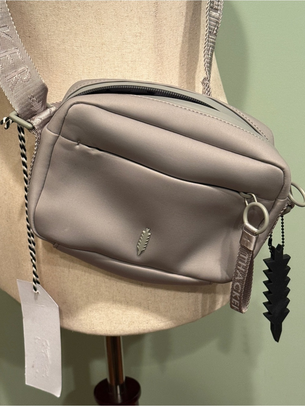 NWT THACKER Ella Neoprene Crossbody Bag Grey Athleisure Gorpcore